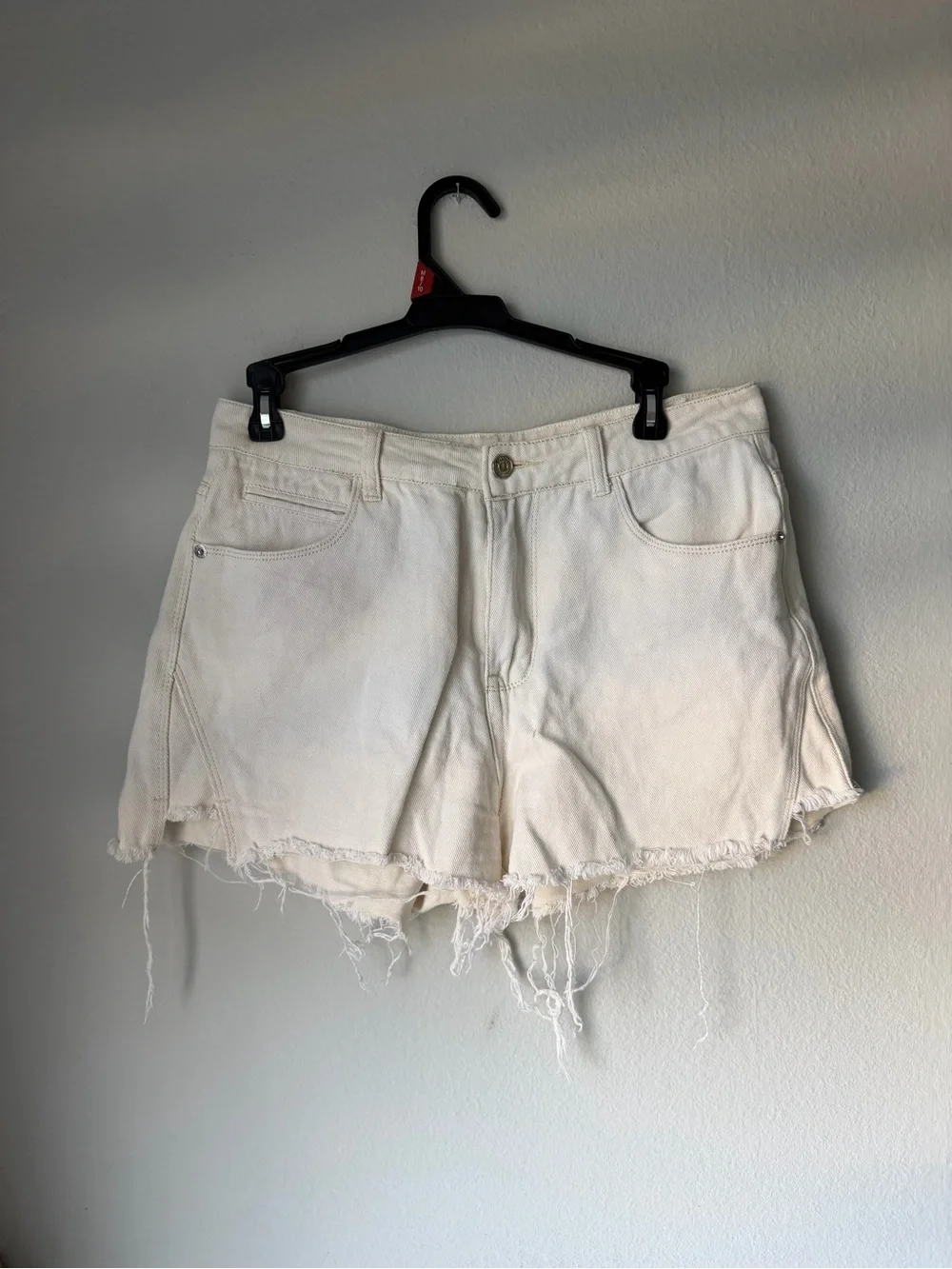Women's White Frayed Denim Shorts